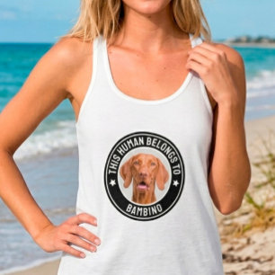 Funny "This Human Belongs To" Custom Pet Dog Photo Tank Top