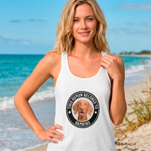 Funny "This Human Belongs To" Custom Pet Dog Photo Tank Top