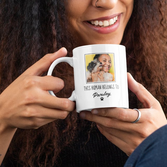 Funny This Human Belongs To Pet Photo Coffee Mug (Creator Uploaded)