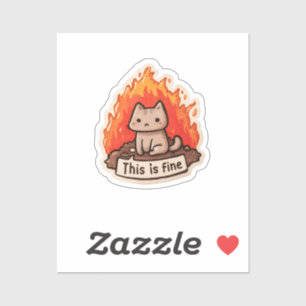 Funny “This Is Fine” Meme Sticker – Fire Cartoon V