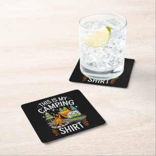 Funny This Is My Camping For Camper Square Paper Coaster