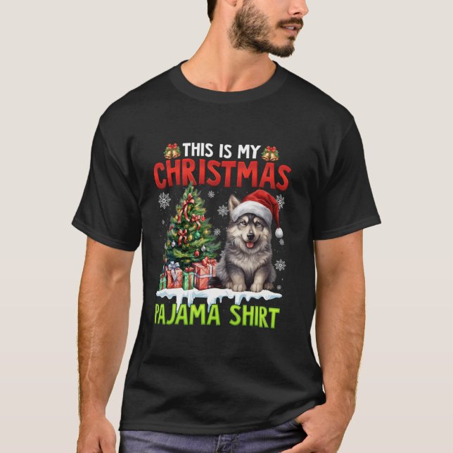 Funny This is My Christmas Pajama Shirt Wolf Santa (Front)
