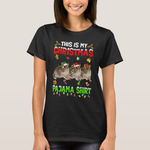 Funny This Is My Christmas Pajama Xmas Hamster Squ T_Shirt