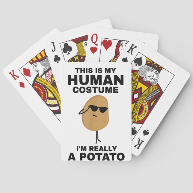 Funny This is My Human Costume I'm Really a Potato Poker Cards (Back)