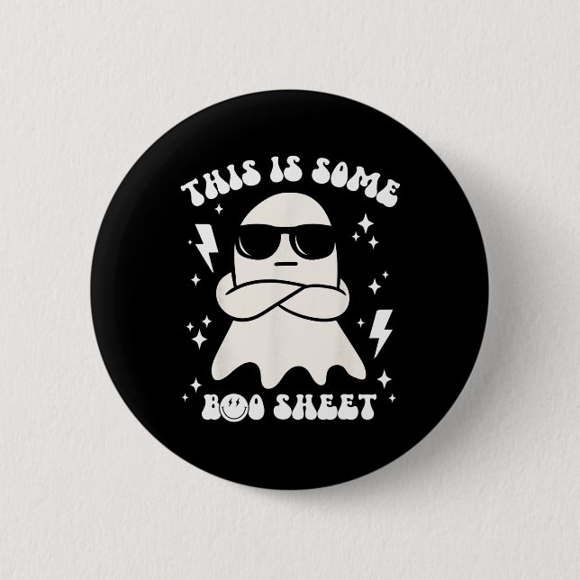 Funny This Is Some Boo Sheet Ghost Halloween Retro Button (Front)