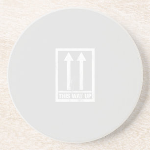 Funny this way up sign coaster