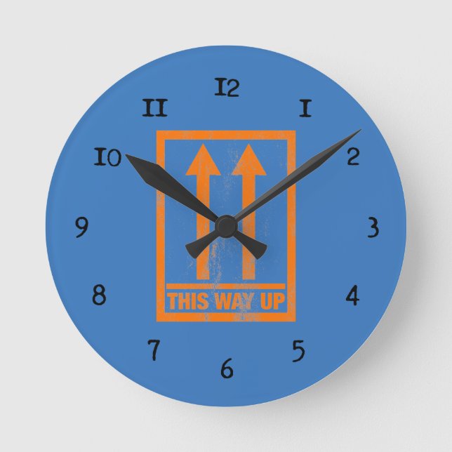 Funny this way up sign round clock (Front)
