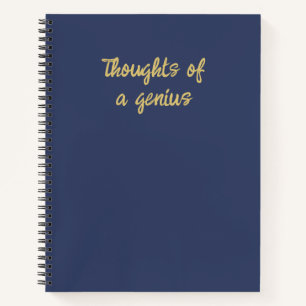 Funny Thoughts of a Genius Quote Blue Gold  Notebook
