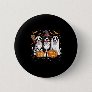 Funny Three Bernese Mountain Pumpkin Halloween Dog Button