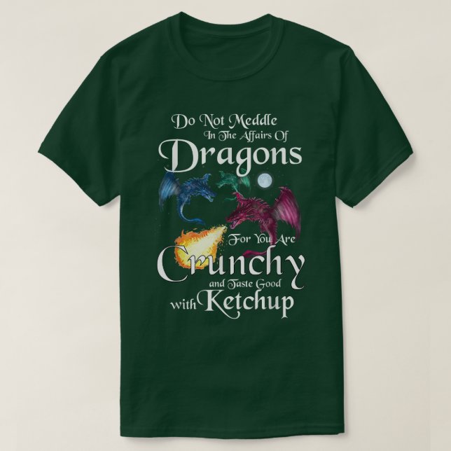 Funny Three Dragons with Moon and Flames for Drago T-Shirt (Design Front)