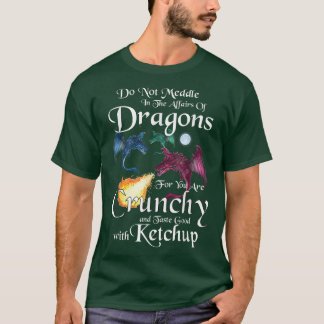 Funny Three Dragons with Moon and Flames for Drago T-Shirt
