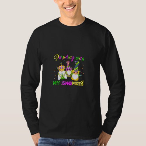 Funny Three Gnomes Mardi Gras Parading With My Gno T_Shirt