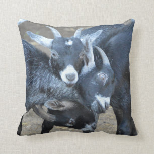 Funny Three Goats In A Head Lock Throw Pillow