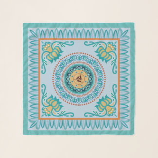 Funny three hares  motif coupled with blue lotus scarf