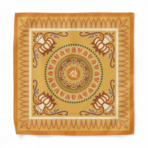 Funny three hares  motif coupled with orange lotus bandana