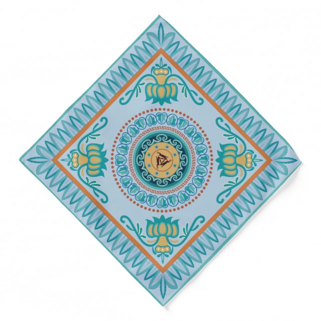 Funny three hares sharing three ears motif  bandana (Front)