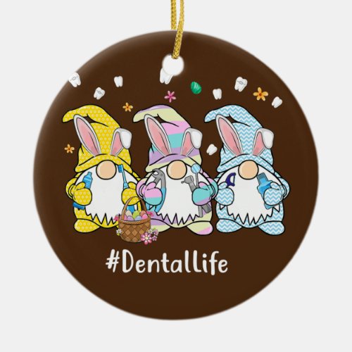 Funny Three Nordic Gnomies Dental Life Dentist Ceramic Ornament