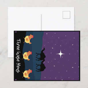 Funny Three Wise Hens Christmas Postcard