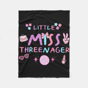 Funny threenager happy 3rd bday party 3 years old fleece blanket