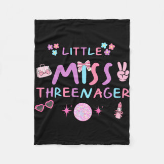 Funny threenager happy 3rd bday party 3 years old fleece blanket