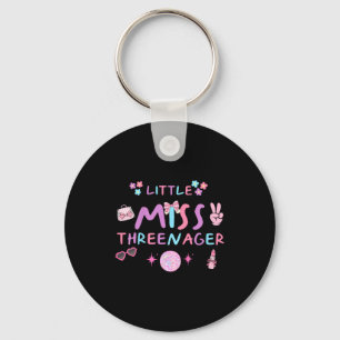 Funny threenager happy 3rd bday party 3 years old keychain