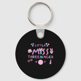 Funny threenager happy 3rd bday party 3 years old keychain