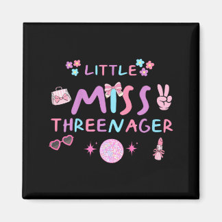 Funny threenager happy 3rd bday party 3 years old magnet
