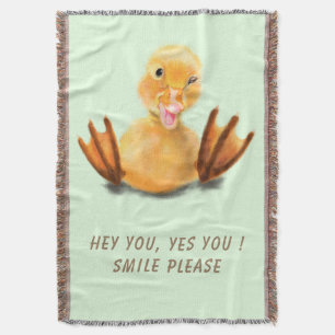 Funny Throw Blanket with Happy Yellow Duck