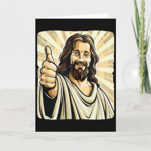 Funny Thumb Up With Jesus Christ Costume  Card