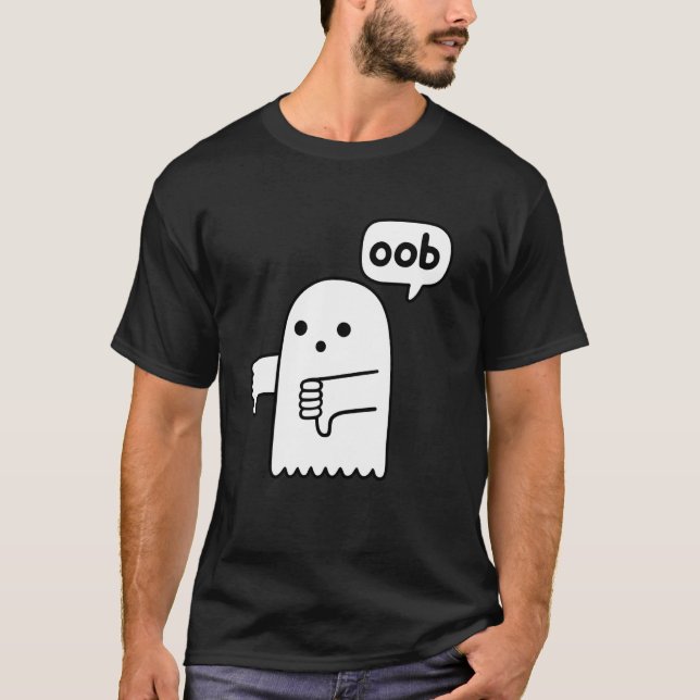 Funny Thumbs Down Ghost Screaming oob Disapproval T-Shirt (Front)