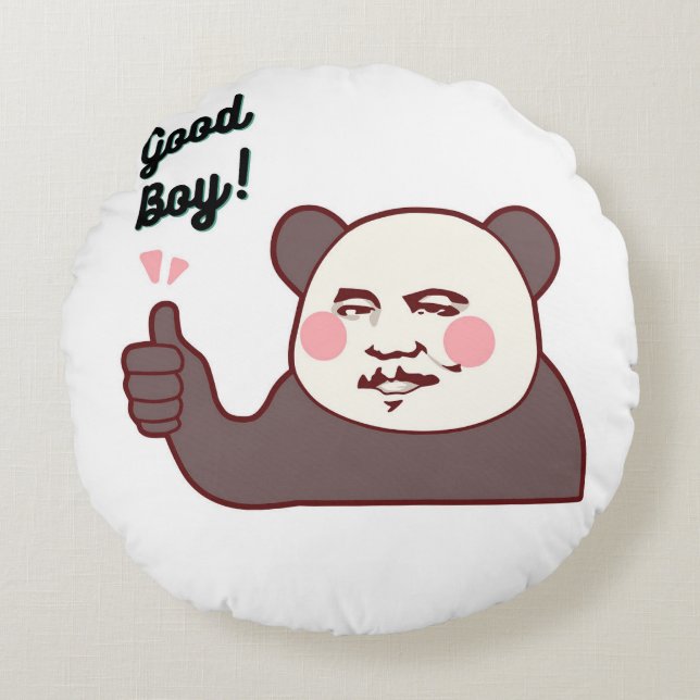 Funny Thumbs Up Panda Meme Round Pillow (Front)