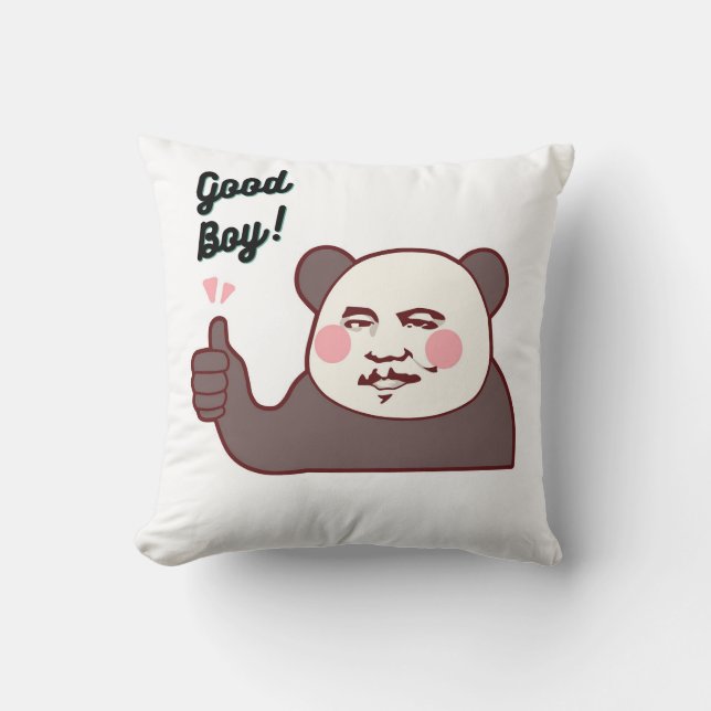 Funny Thumbs Up Panda Meme Throw Pillow (Front)