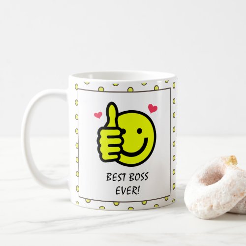 Funny Thumbs Up Smile Face Best Boss Ever   Coffee Mug