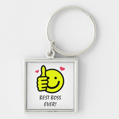 Funny Thumbs Up Smile Face Best Boss Ever Keychain