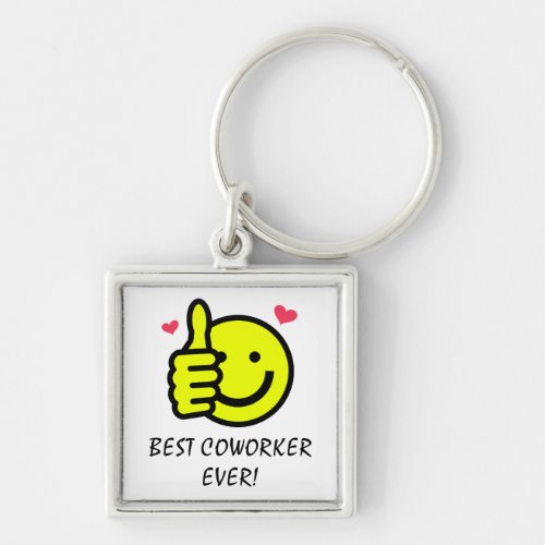 Funny Thumbs Up Smile Face Best Coworker Ever Keychain