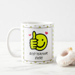 Funny Thumbs Up Smile Face Best Teacher Ever  Coffee Mug