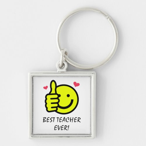 Funny Thumbs Up Smile Face Best Teacher Ever Keychain