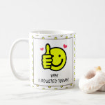 Funny Thumbs Up Smile Face I Adulted Today Coffee Mug