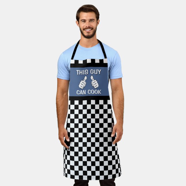 Funny Thumbs Up This Guy Can Cook Humor Quote Apron (Worn)