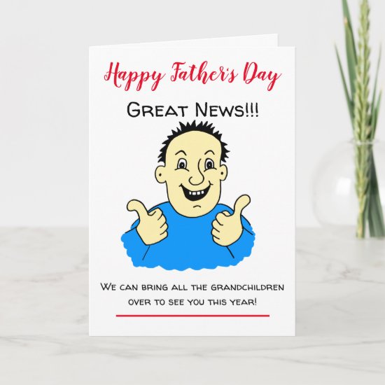 Funny Thumbs Up Visit Cartoon Father's Day Card