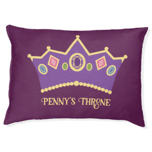 Funny Tiara Design on Purple Personalized Pet Bed