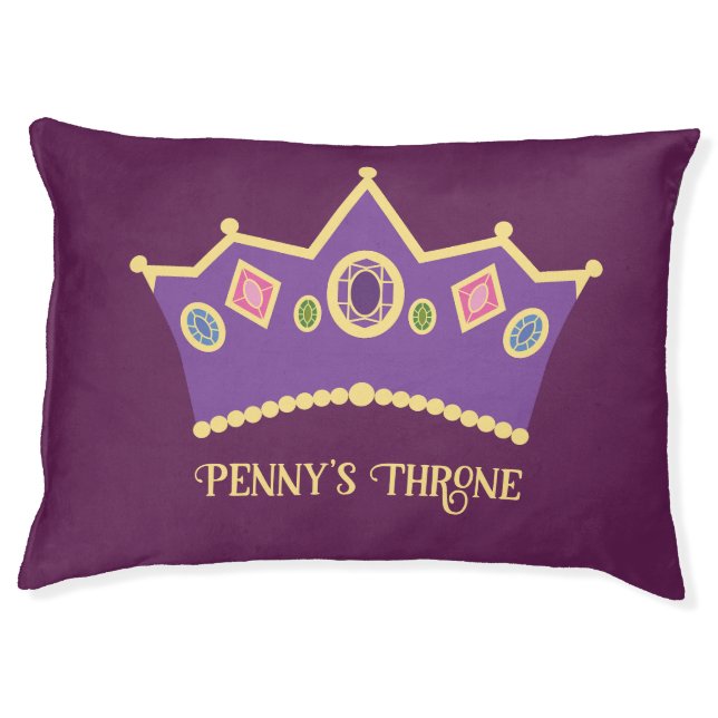 Funny Tiara Design on Purple Personalized Pet Bed (Front)