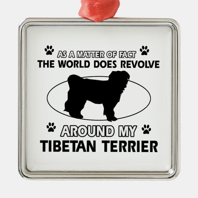 Funny tibetan terrier designs metal ornament (Front)