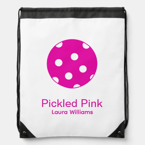 Funny Tickled Pink Personalized Pickleballe Drawstring Bag