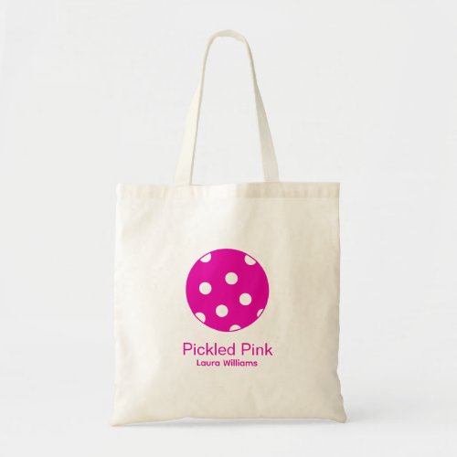 Funny Tickled Pink Personalized Pickleballer  Tote Bag