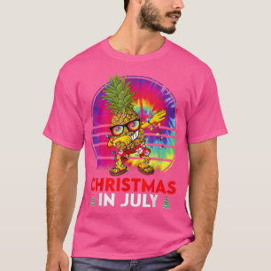 Funny Tie Dye Dabbing Pineapple Christmas In July  T-Shirt
