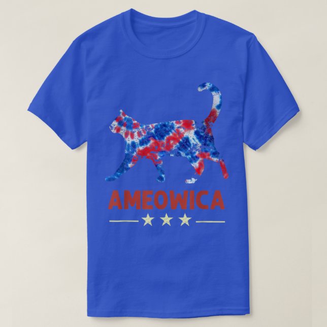 Funny Tie Dye Meowica Cat Lovers 4th Of July Patri T-Shirt (Design Front)