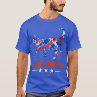 Funny Tie Dye Meowica Cat Lovers 4th Of July Patri T-Shirt