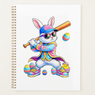Funny Tie Dye Rabbit Baseball Easter Bunny Men Boy Planner