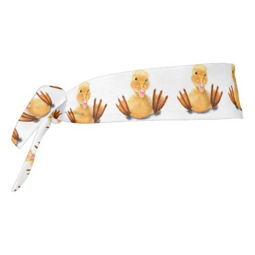 Funny Tie Headband with Happy Yellow Ducks
